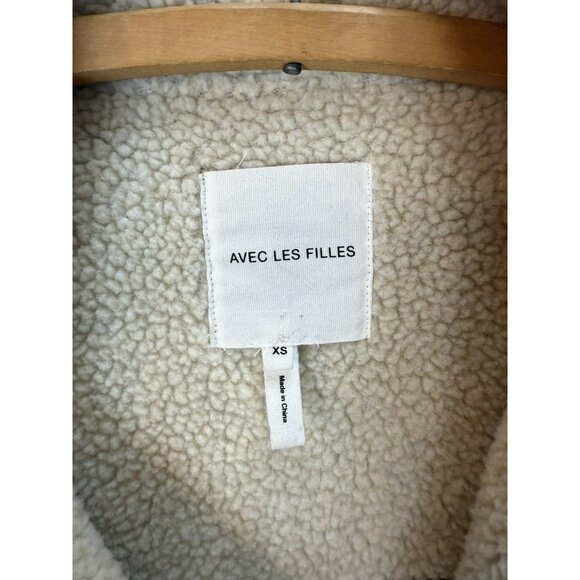 AVEC LES FILLES Coat Worn On TV Eden McCoy Camel Faux Shearling Jacket Moto XS - Picture 5 of 16